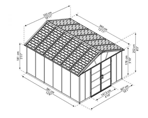 מחסן יוקון אפור כהה 11X13.1S