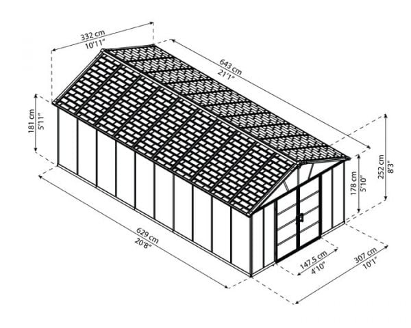 מחסן יוקון אפור כהה 11X21.3S