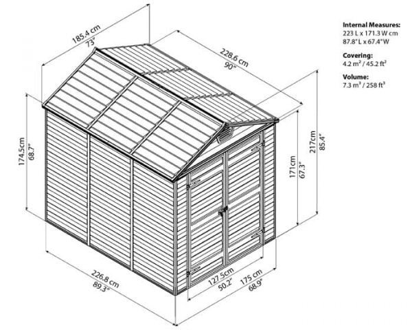 מחסן גינה סקיילייט 6X8 אפור/טאן