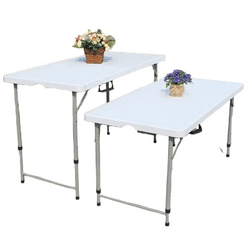 מיני עומר בר - שולחן פלסטיק מתקפל רב שימושי 120 ס"מ מתכוונן לשלושה מצבים| שולחן פלסטיק | שולחן מתקפל | שולחן פיקניק 8052