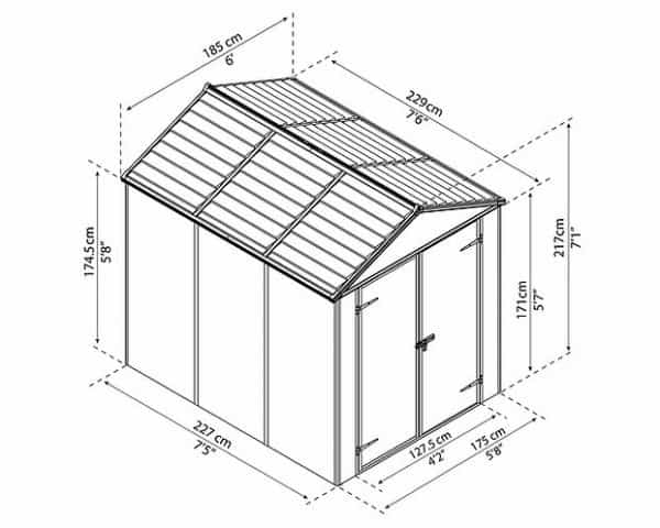 ⁦מחסן גינה רוביקון אפור 1.9X2.3 מטר (6X8 פיט)⁩ – תמונה ⁦3⁩