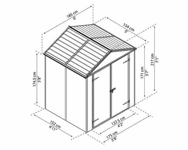 ⁦מחסן גינה רוביקון אפור 1.9X1.5 מטר (6X5 פיט)⁩ – תמונה ⁦3⁩