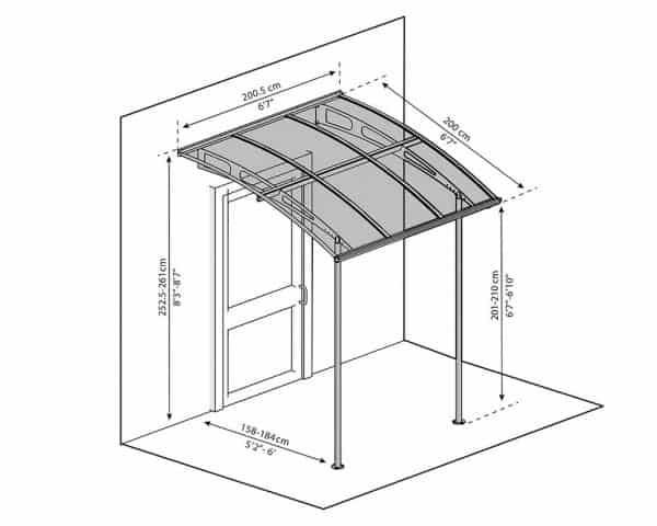 ⁦גגון Vega אפור 2x2 עם רגליים לכניסה ולמרפסת⁩ – תמונה ⁦3⁩
