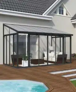 פרגולה אלומיניום סגורה SanRemo לבנה 3x4.4 עם קירוי שקוף