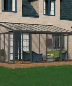 פרגולה אלומיניום סגורה SanRemo לבנה 3x5.6 עם קירוי שקוף