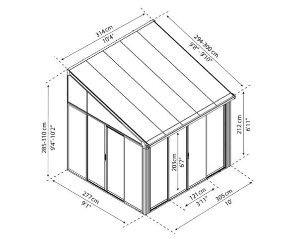 פרגולה אלומיניום סגורה SanRemo לבנה 3×3 עם קירוי שקוף 1002669