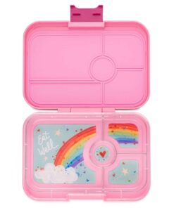 2456 קופסת אוכל מחולקת יאמבוקס טאפאס Capri Pink מגש 4 Rainbow