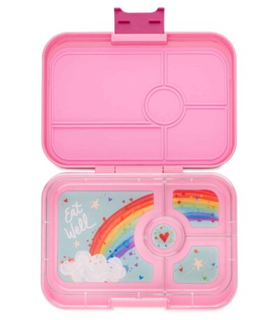 2456 קופסת אוכל מחולקת יאמבוקס טאפאס Capri Pink מגש 4 Rainbow
