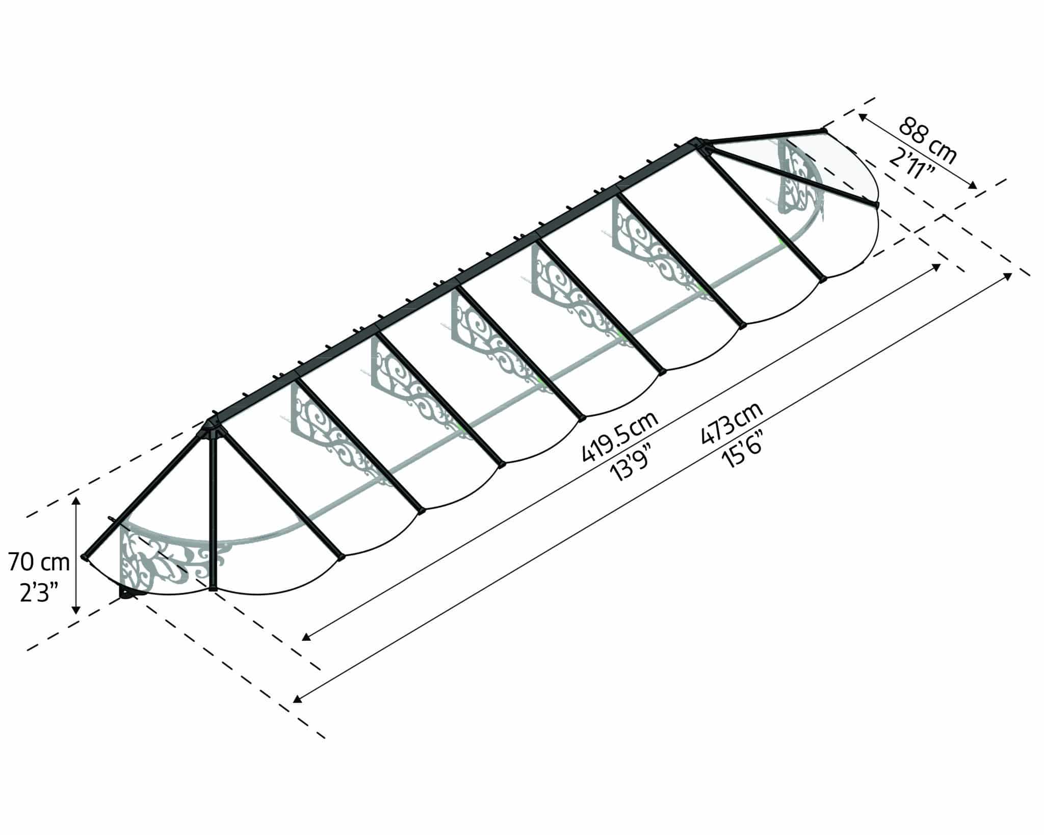 גגון Lily שחור 0.9X4.7