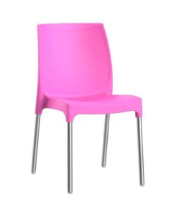 כסא פלסטיק דגם דן עם רגליים מאלומיניום ורוד