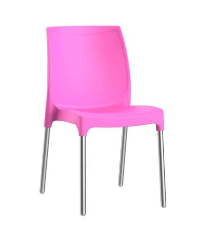 כסא פלסטיק דגם דן עם רגליים מאלומיניום ורוד