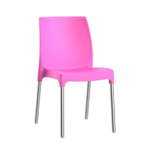 כסא פלסטיק דגם דן עם רגליים מאלומיניום ורוד