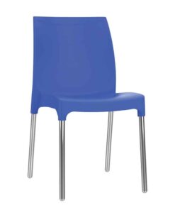כסא פלסטיק דגם דן עם רגליים מאלומיניום כחול
