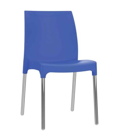 כסא פלסטיק דגם דן עם רגליים מאלומיניום כחול