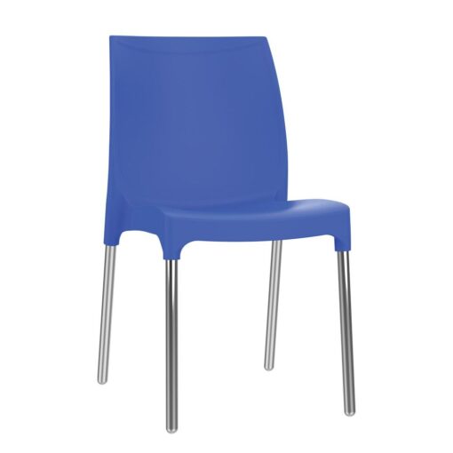 כסא פלסטיק דגם דן עם רגליים מאלומיניום כחול