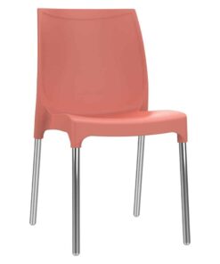 כסא פלסטיק דגם דן עם רגליים מאלומיניום כתום