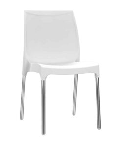 כסא פלסטיק דגם דן עם רגליים מאלומיניום לבן