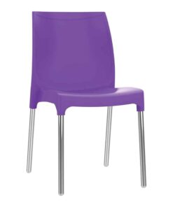 כסא פלסטיק דגם דן עם רגליים מאלומיניום סגול