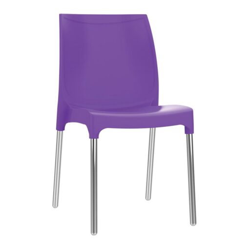 כסא פלסטיק דגם דן עם רגליים מאלומיניום סגול