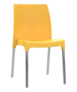 כסא פלסטיק דגם דן עם רגליים מאלומיניום צהוב