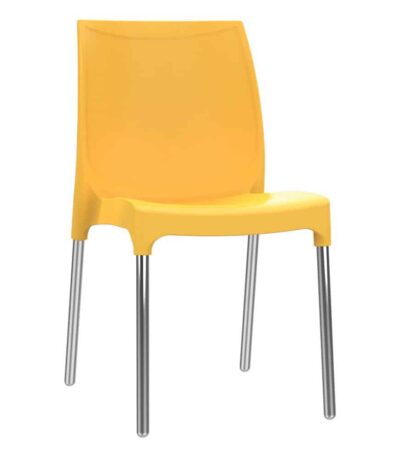 כסא פלסטיק דגם דן עם רגליים מאלומיניום צהוב