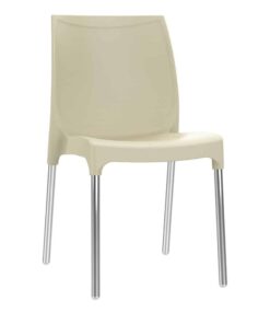 קרם כסא פלסטיק דגם דן עם רגליים מאלומיניום