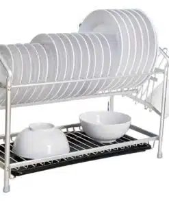 מייבש כלים אלומיניום דו קומתי בשילוב מגש שחור 1776