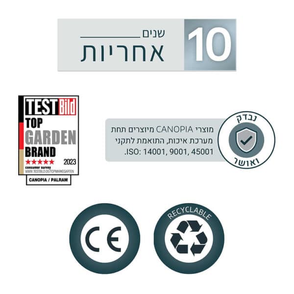 גזיבו לגינה MILANO גג שטוח אפור כהה 3x3 2861