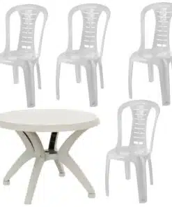 שולחן וכסאות לגינה סט שולחן עגול אריאל + 4 כסאות מדגם דוד
