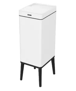 4830 לבן פח אלקטרוני סלייד צר | פח סנסור צר על רגל 50 ליטר דגם יהלום | פח למטבח | פח אשפה מעוצב עם רגליים מנגון החלקה Slide