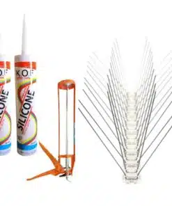 מארז 100 דוקרנים 9999881540 100 דוקרנים להרחקת יונים כולל 2 יח' דבק סיליקון ואקדח סיליקון תואם במתנה