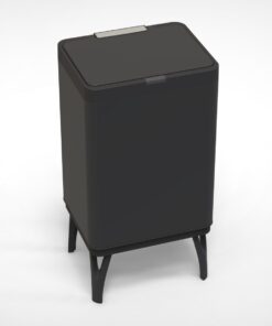 5703 פח טאצ' עם רגליים 50 ליטר שחור דגם לוטוס | פח יוקרתי למטבח