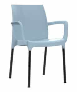 כסא נגיש עם מסעדי ידיים כסא פלסטיק דגם דן עם רגליים מאלומיניום אפור