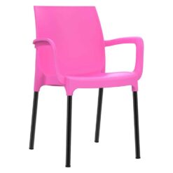 כסא נגיש עם מסעדי ידיים כסא פלסטיק דגם דן עם רגליים מאלומיניום ורוד