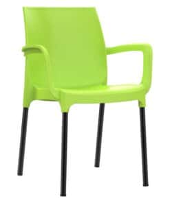 כסא נגיש עם מסעדי ידיים כסא פלסטיק דגם דן עם רגליים מאלומיניום ירוק
