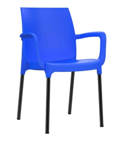 כסא נגיש עם מסעדי ידיים כסא פלסטיק דגם דן עם רגליים מאלומיניום כחול