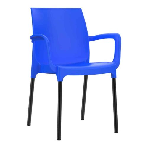 כסא נגיש עם מסעדי ידיים כסא פלסטיק דגם דן עם רגליים מאלומיניום כחול