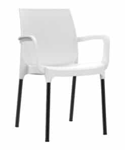 כסא נגיש עם מסעדי ידיים כסא פלסטיק דגם דן עם רגליים מאלומיניום לבן