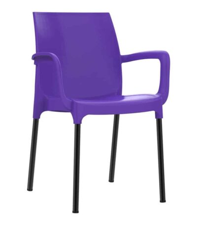 כסא נגיש עם מסעדי ידיים כסא פלסטיק דגם דן עם רגליים מאלומיניום סגול