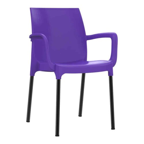 כסא נגיש עם מסעדי ידיים כסא פלסטיק דגם דן עם רגליים מאלומיניום סגול