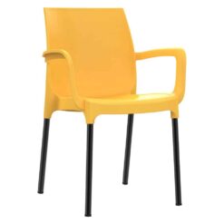כסא נגיש עם מסעדי ידיים כסא פלסטיק דגם דן עם רגליים מאלומיניום צהוב
