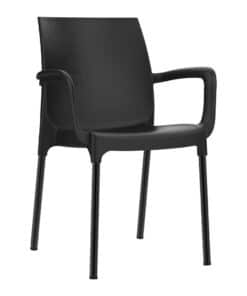 כסא נגיש עם מסעדי ידיים כסא פלסטיק דגם דן עם רגליים מאלומיניום שחור