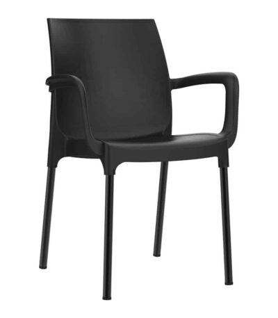 כסא נגיש עם מסעדי ידיים כסא פלסטיק דגם דן עם רגליים מאלומיניום שחור