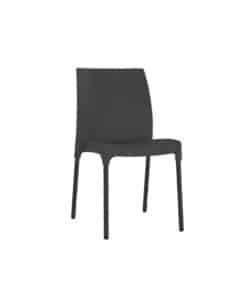 3123 כסא פלסטיק דגם דן עם רגליים מאלומיניום בצבע שחור