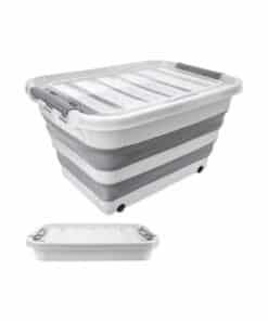 ארגז אחסון מתכווץ ומתקפל עם גלגלים ומכסה - 65 ליטר | קופסת אחסון ענקית מתכווצת 65 ליטר 4602