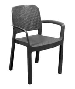 6540 כסא פלסטיק איכותי דגם פרוטאה ראטן בגוון Charcoal