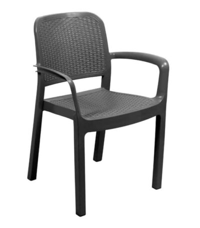 6540 כסא פלסטיק איכותי דגם פרוטאה ראטן בגוון Charcoal