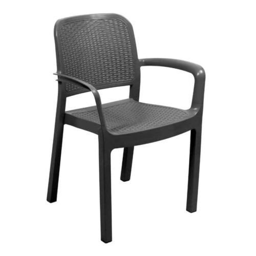 6540 כסא פלסטיק איכותי דגם פרוטאה ראטן בגוון Charcoal
