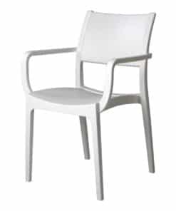 6544 כסא פלסטיק איכותי עם מסעדי ידיים דגם ורונה לבן