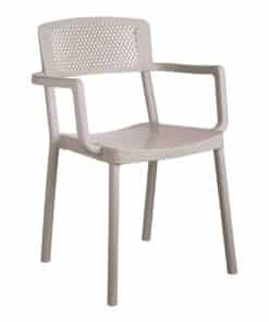 6547 כסא פלסטיק איכותי עם מסעדי ידיים דגם סנטוריני בגוון Ivory